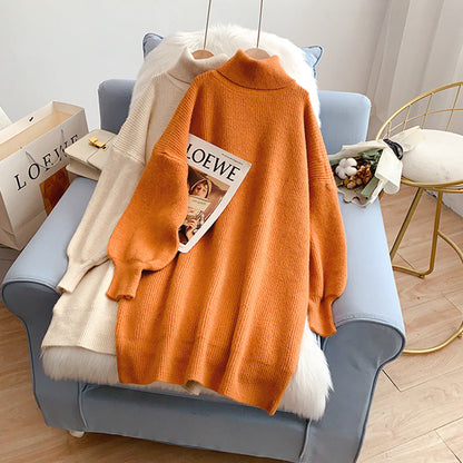 The new high neck knitted sweater is loose and lazy  5218