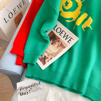 Loose pullover, wearing a lazy and foreign style sweater  5261