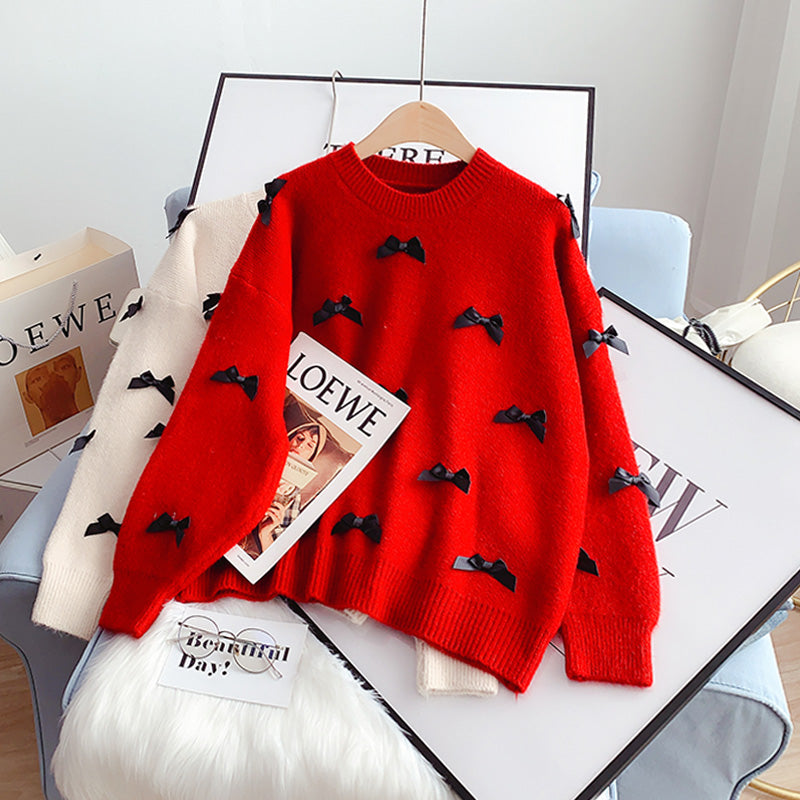 Gentle bow sweater sweater sweater top  5120