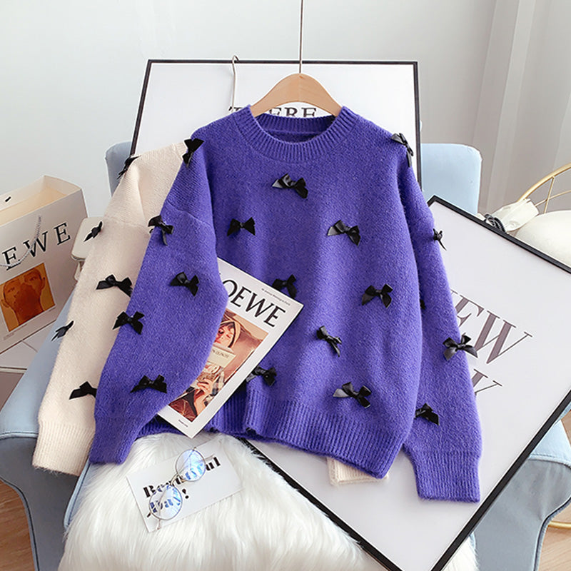 Gentle bow sweater sweater sweater top  5120