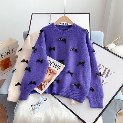 Gentle bow sweater sweater sweater top  5120