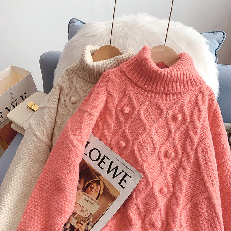 Twist turtleneck sweater sweater sweater top  5191