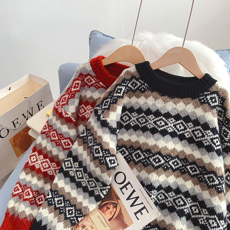 New loose and lazy sweater Korean retro Hong Kong Style  5150