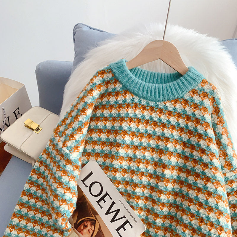 Lazy wind coarse wool sweater outer coat  5098
