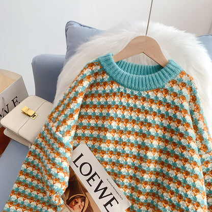 Lazy wind coarse wool sweater outer coat  5098