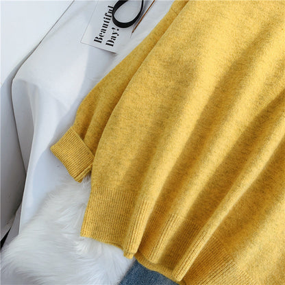 Sweater female high neck loose lazy wind  4920