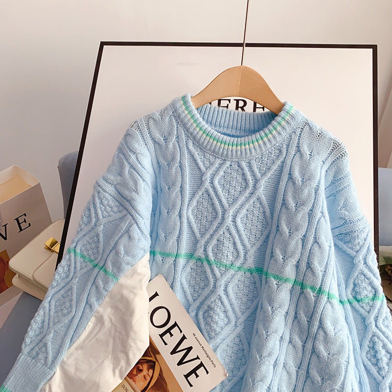 Twist sweater crew neck Pullover Sweater Top  5080