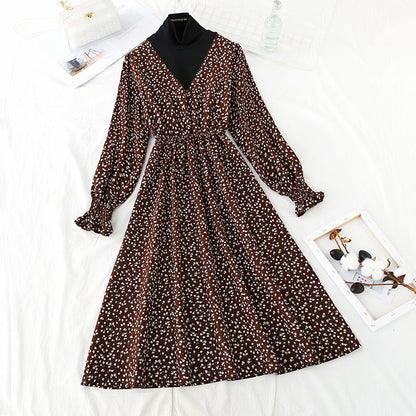 New medium length thick waist slim retro dress  4745