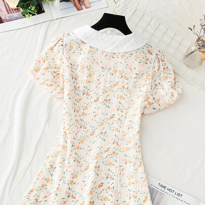 French first love waist closing temperament broken flower fairy small skirt  4906