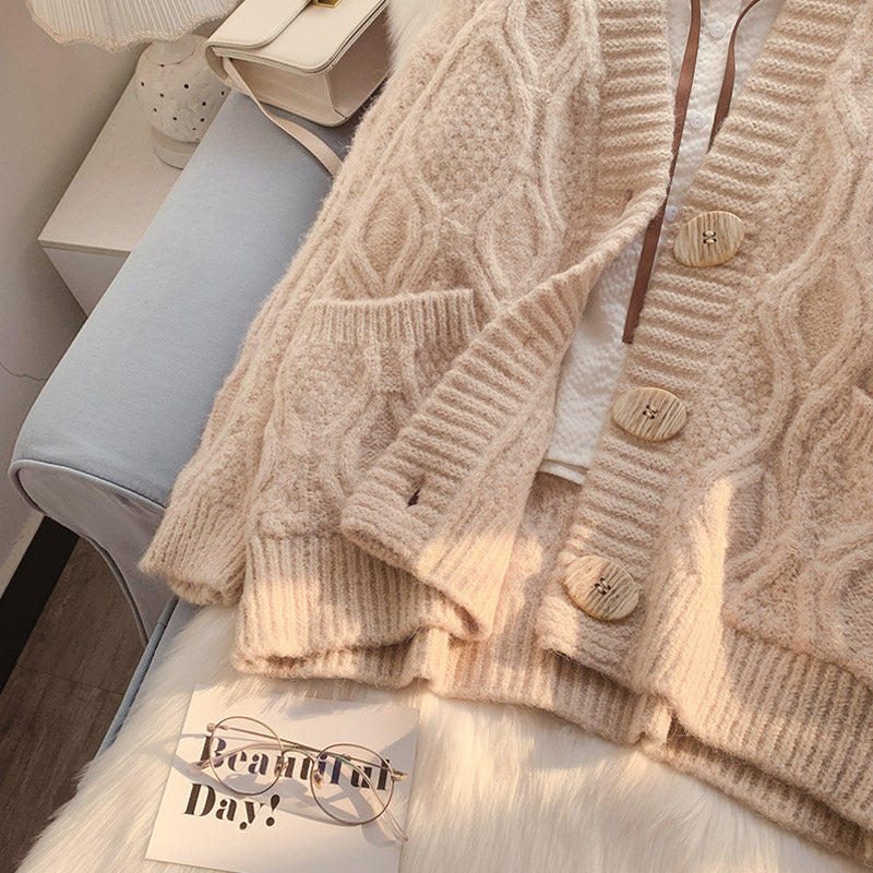 Vintage twist sweater coat knit cardigan  5061