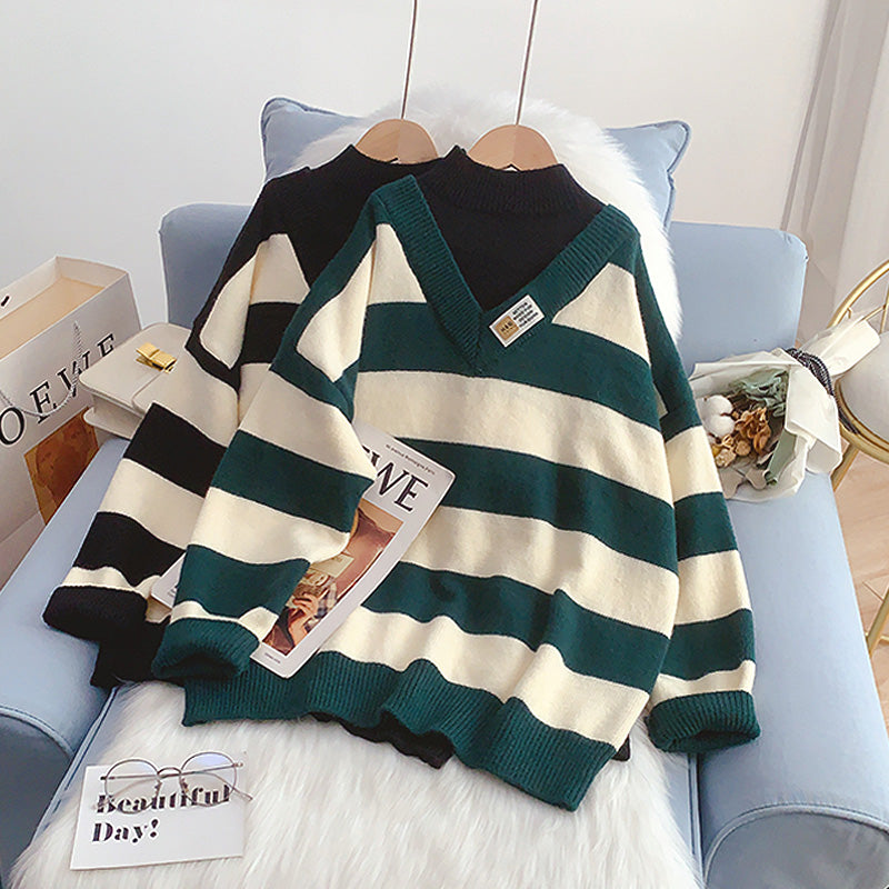 Fake two-piece Pullover women's winter half high collar design  5044