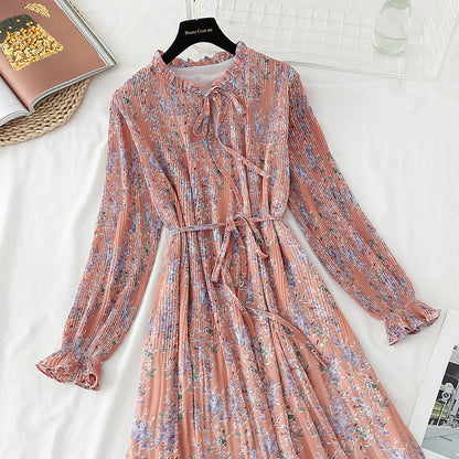 The new waist is slim, French retro forest chiffon long skirt  4837