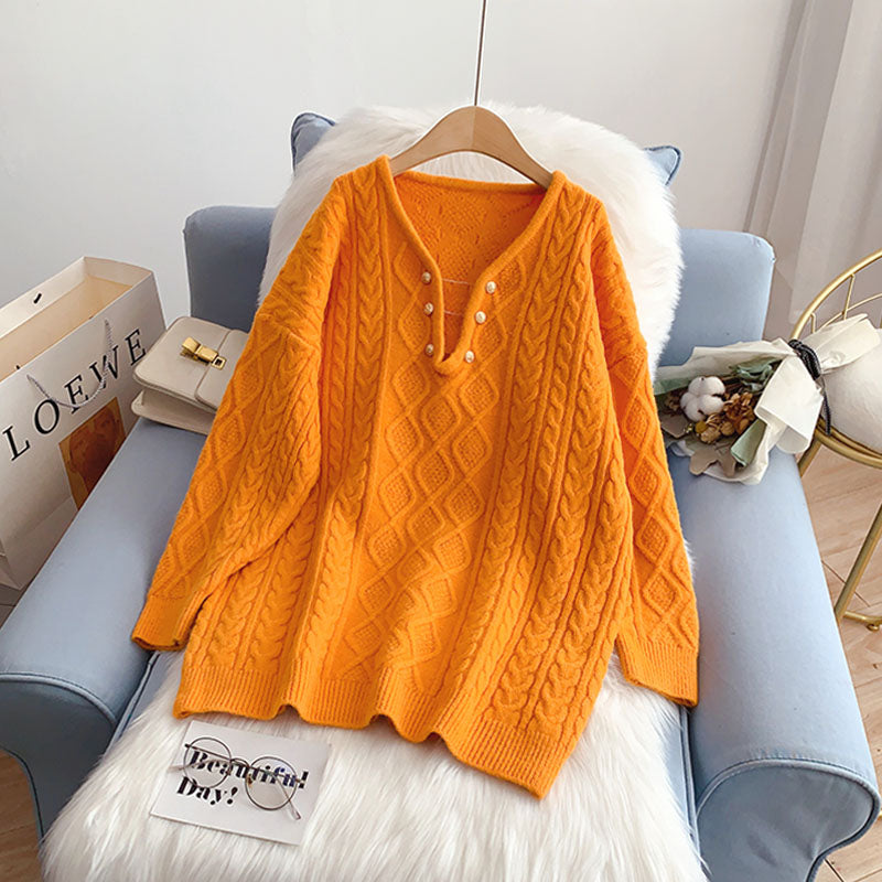 Medium length sweater lazy style sweater top  4960