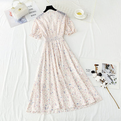 French Vintage chiffon dress with ruffle  4885