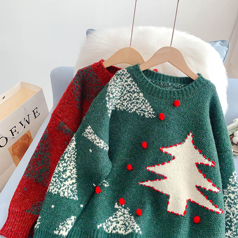 Wear a lazy knitted jacket outside the Christmas style  4942