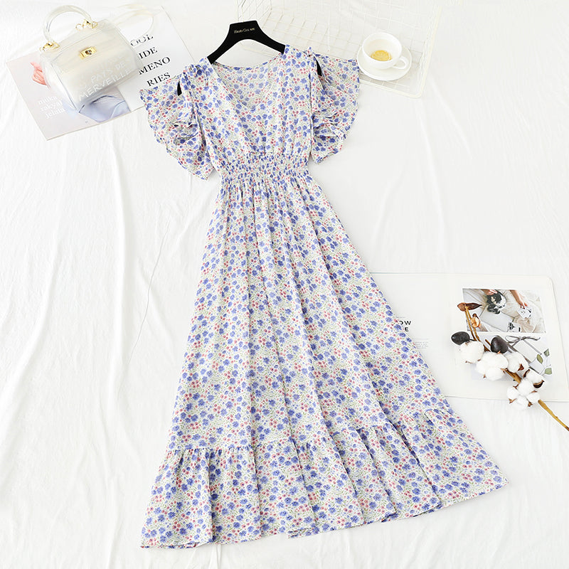 Slim lace up A-line skirt women's dress super sweet  4886