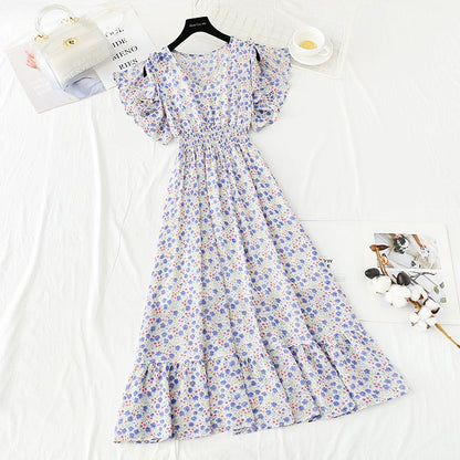 Slim lace up A-line skirt women's dress super sweet  4886