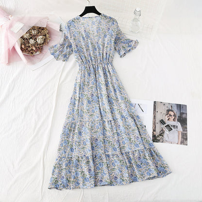 New style gentle wind, slim waist, French retro large swing skirt  4603