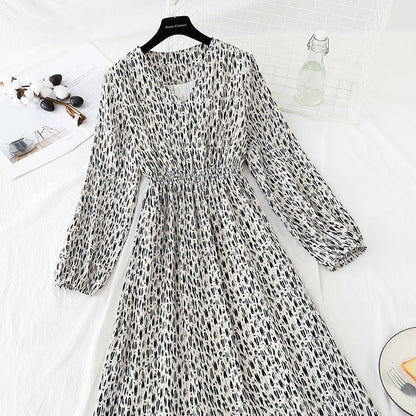 Slim inside with bottomed skirt long sleeve slim Chiffon Skirt  4831