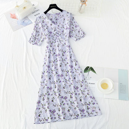 French retro first love sweet floral skirt temperament small skirt  4897