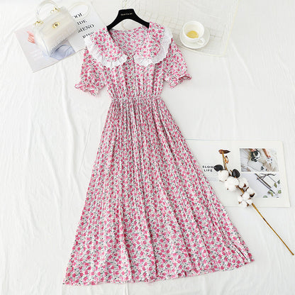 Chiffon floral skirt temperament gentle wind tea break Platycodon skirt  4901