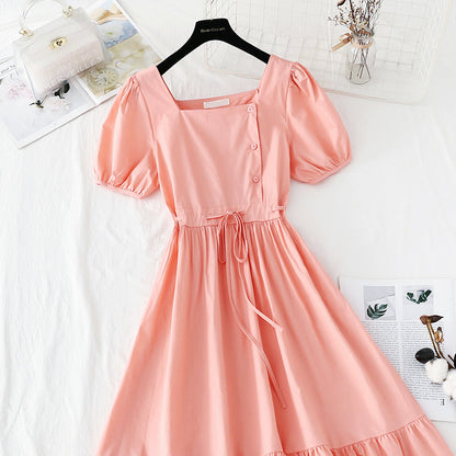 New style bubble sleeve French retro minority temperament fairy skirt  4847