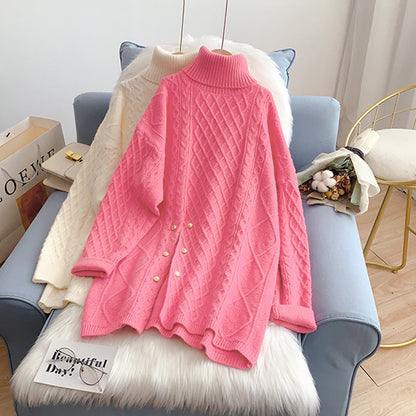 New loose lazy style sweater high neck sweater women  4922