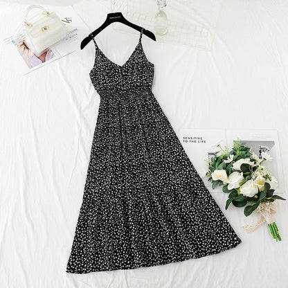 Suspender dress new sweet floral skirt French Retro  4857