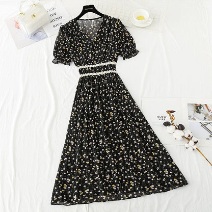French Vintage chiffon dress with ruffle  4885