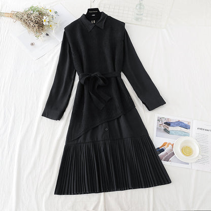 The new knitted sweater long skirt two-piece set is thin and tall  4762