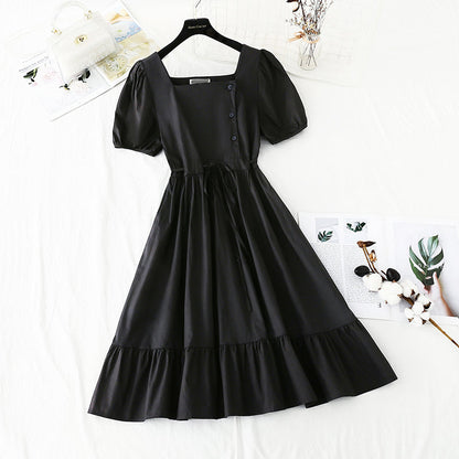 New style bubble sleeve French retro minority temperament fairy skirt  4847