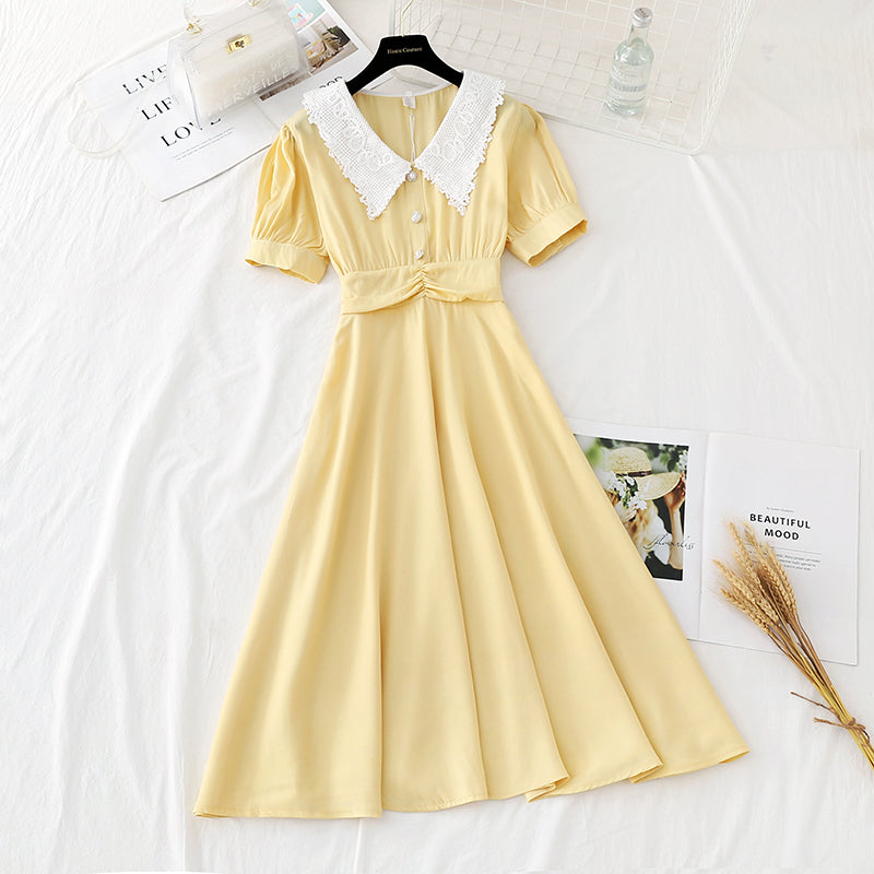 The new French retro waist shows thin temperament, goddess fan Fairy Dress  4611