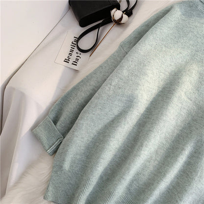 Sweater female high neck loose lazy wind  4920