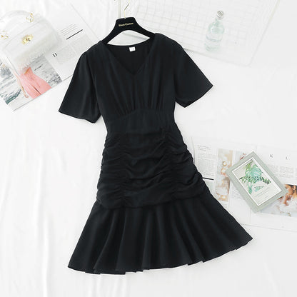 The new waist is slim, and the light cooked wind lotus leaf edge fishtail skirt  4606