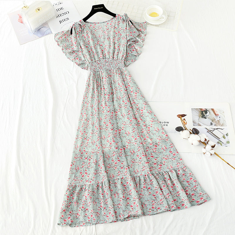 Slim lace up A-line skirt women's dress super sweet  4886