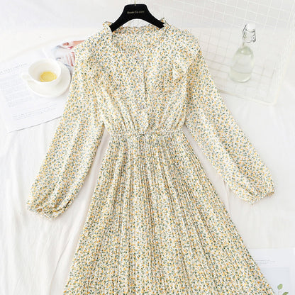 New knee pleated Floral Dress  4575
