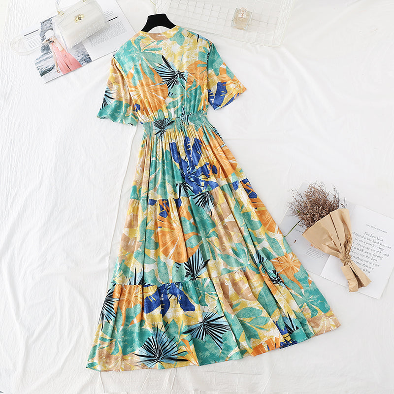 Korean skirt loose and thin temperament gentle long skirt  4211