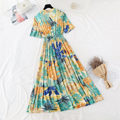 Korean skirt loose and thin temperament gentle long skirt  4211