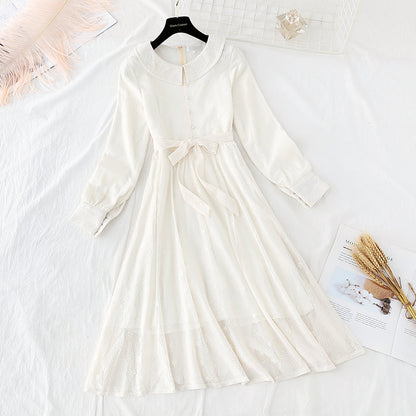 The waist is slim, retro, long sleeve, small lapel and bottom skirt  4097