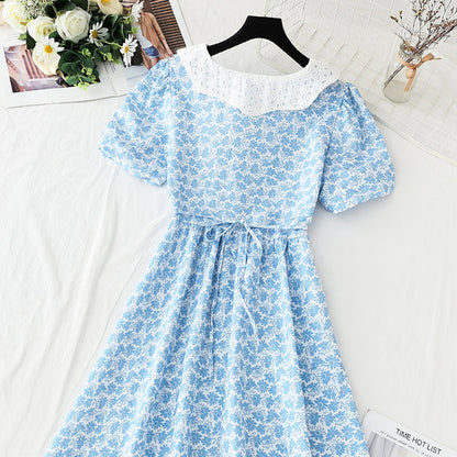 New French bubble sleeve princess skirt length style temperament  4256
