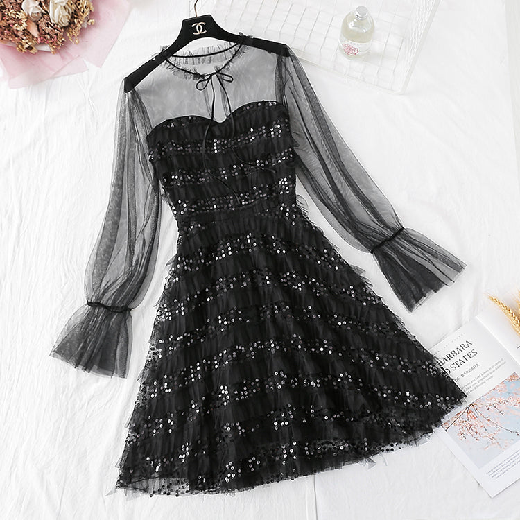 French first love little fragrant wind mesh fairy skirt  4306