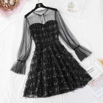French first love little fragrant wind mesh fairy skirt  4306