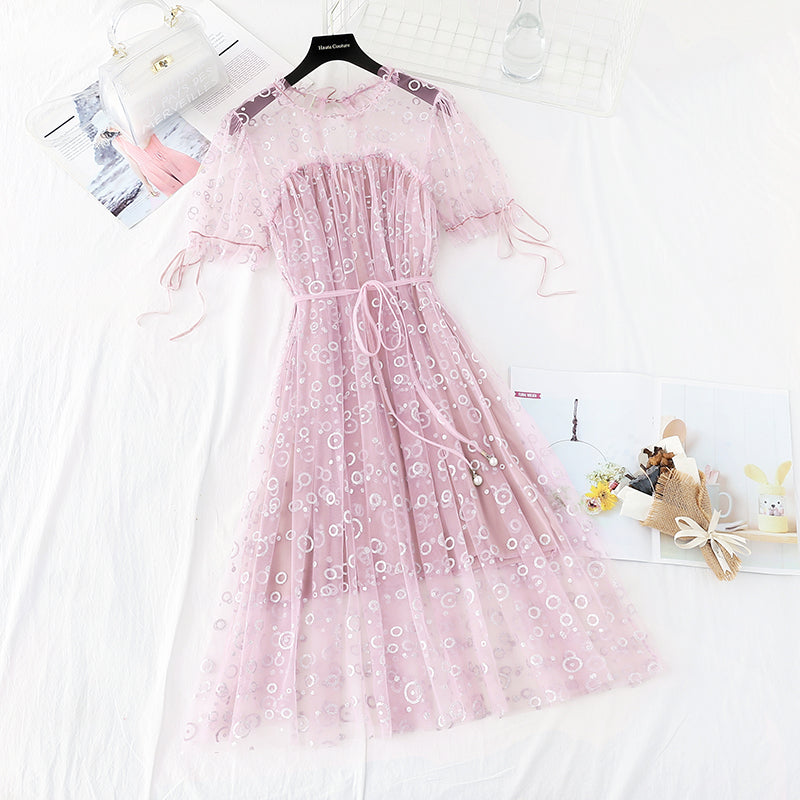 The new waist is slim, French gentle dress  4395