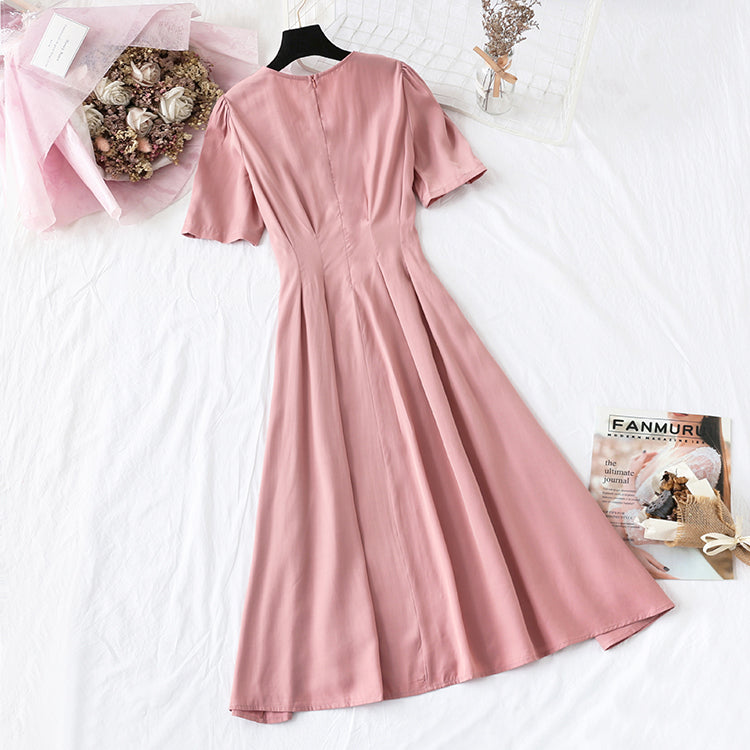 Narrow waist, smart smoked French Platycodon grandiflorum long skirt  4135