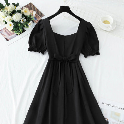 French retro bubble sleeves show thin temperament at the waist  4259
