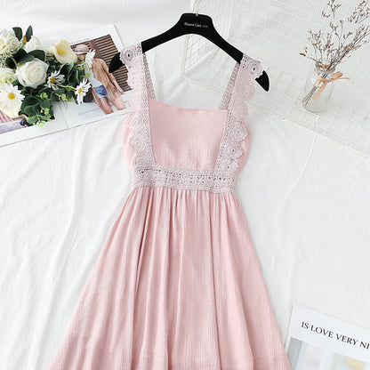 New French first love retro gentle suspender dress  4132