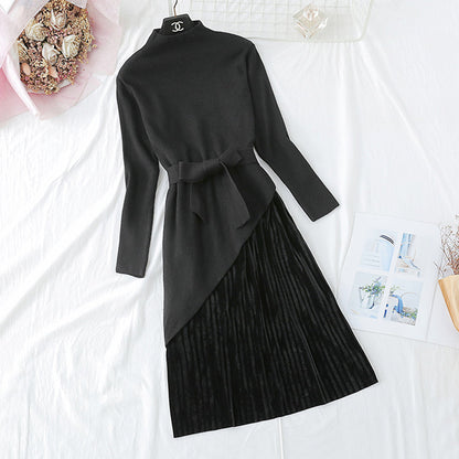 New beveled sweater + velvet skirt  4468