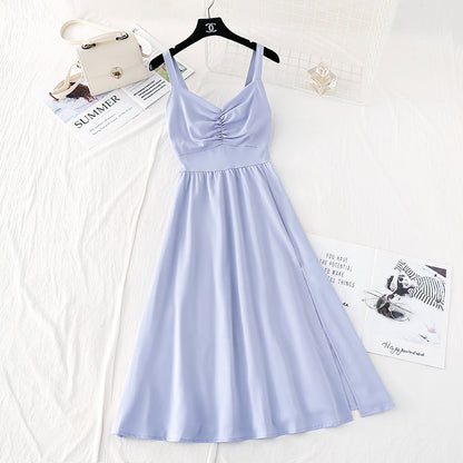 Suspender dress, French retro temperament, slim waist, Sen skirt  4501