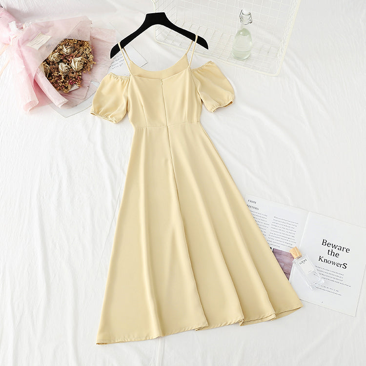 New French pearl shoulder strap temperament small skirt  4228