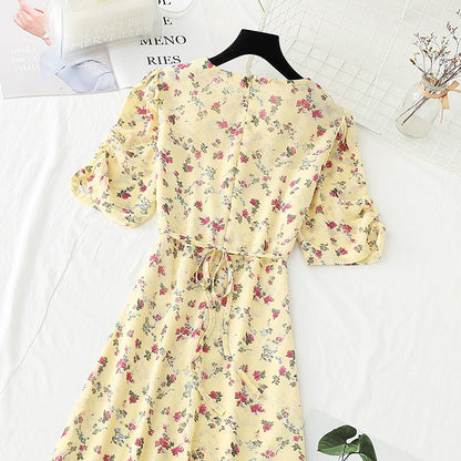 French retro first love sweet floral skirt temperament small skirt  4237
